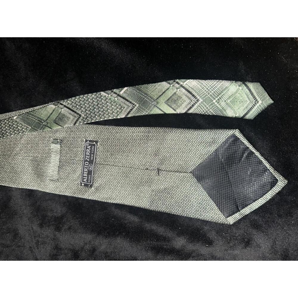 Alberto Zerra Men's Green Patterned Tie